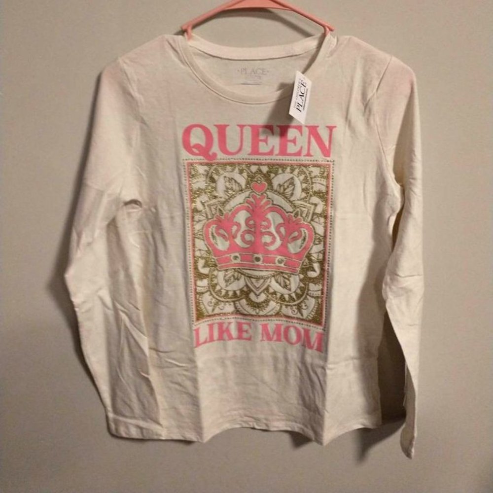 Children's Place girl long sleeve graphic shirt QUEEN LIKE MOM  XL 14 K-150